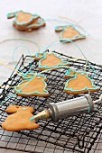 Easter bunny biscuits on a wire rack