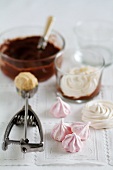 Monte bianco (dessert made with chocolate cream, meringue and hazelnut ice cream)