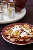 Chickpea purée with feta cheese chips and yogurt