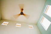 Modern Ceiling Fan with Wood Blades in Motion