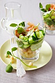 Courgette salad with salmon and chickpeas