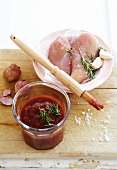 Spicy barbecue sauce with lychees