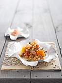 Chickpea salad with citrus fruits
