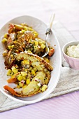 Lobster tails with mango salsa and lemon aioli