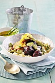 Couscous with beetroot and sweet potato salad