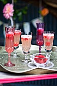 Champagne cocktails with raspberries