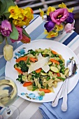 Tagliatelle with spring vegetables for Easter