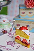 A slice of Victoria Sponge Cake for a Jubilee party (England)