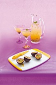 Passion fruit drinks and fresh passion fruit
