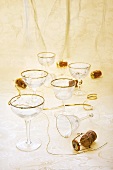 Champagne saucers and corks