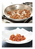 Frying and Draining Bacon Pieces