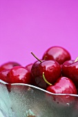 Fresh Cherries in a Glass Bowl