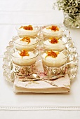 Cheesecakes with Bailey's cream in silvered glass cups