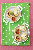Stuffed potatoes filled with herb cream cheese and ham