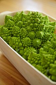 Romanesco broccoli in a wooden basket
