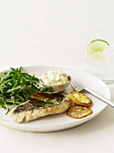 Fish Fillet with Lemon Slices and Greens