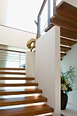 Modern wooden staircase