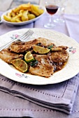 Veal escalopes with a lime, sage and Marsala wine sauce