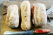 Tre panini (three ciabatta sandwiches, Italy)