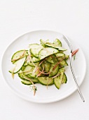 Cucumber salad with red onions