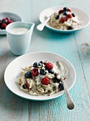 Bowls of fruit and oatmeal