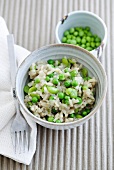 Pea and bean risotto with lemon
