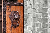 Wooden Door With Ornate Door Knocker