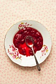 Plate of jam with spoon