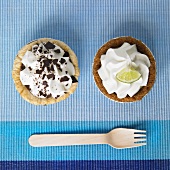 Two Mini Pies; Chocolate Cream and Key Lime; From Above