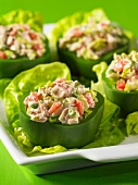 Green peppers filled with tuna fish