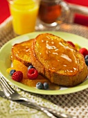 Midnight French toast with fresh fruit salad