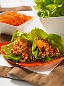 Salad wraps with spicy minced meat