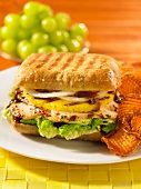 Toasted chicken and pineapple sandwich