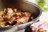 Lamb and Onions in a Pot; Close Up