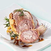 Rabbit roulade with rosemary and pine nuts