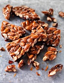 Close up of almond brittle candy