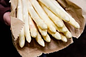 White asparagus in a paper bag