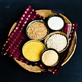 Wheat semolina, wheat, pearl barley, millet and couscous