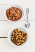 Blackbread fry-up with rhubarb compote (dessert from the 1950s)