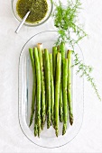 Green asparagus with herb sauce