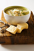 Zuppa di fagioli (white bean soup with Parmesan, Italy)
