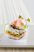 Sushi sandwich with ginger and daikon cress