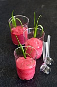 Beetroot cream with spring onions