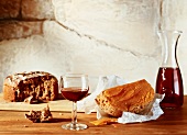 Red wine, cheese and bread