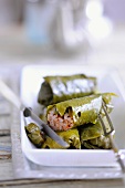 Vine leaves filled with peppermint rice