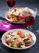 Vegetable lasagne topped with melted cheese