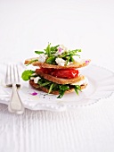 A wild herb salad and goat's cream cheese sandwich