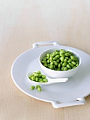 Bowl and Spoon on Edamame