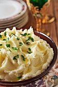 Bowl of Creamy Mashed Potatoes with Parsley