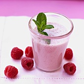 Raspberry shake with mint leaf